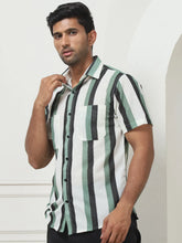 Striped Regular Fit Casual Shirt For Men-SF-953Green